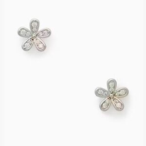 Kate Spade Clear/Silver Gleaming Gardenia Flower Studs NWT Retail $39